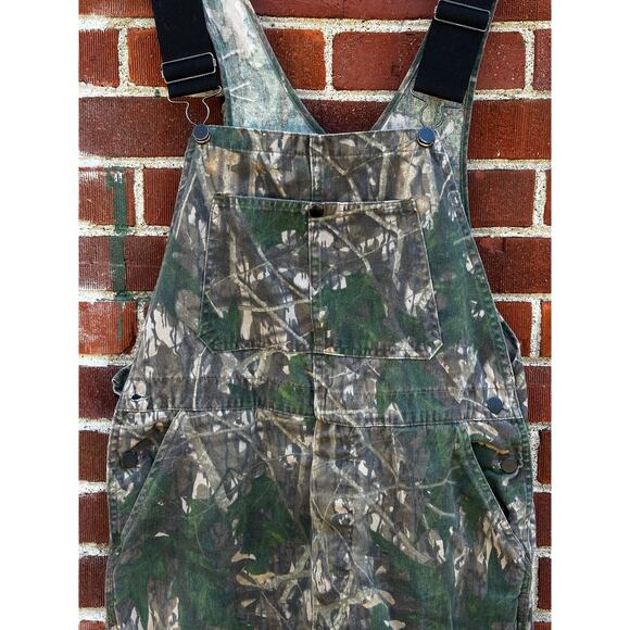 Mossy Oak Camo Bib Overalls Green Brown Hunting Utility Workwear - Picture 2 of 8